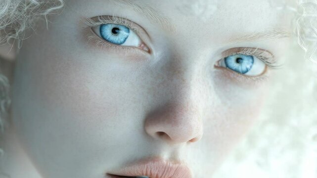 Elfin face with blue eyes and blonde hair, captured in a close-up portrait.