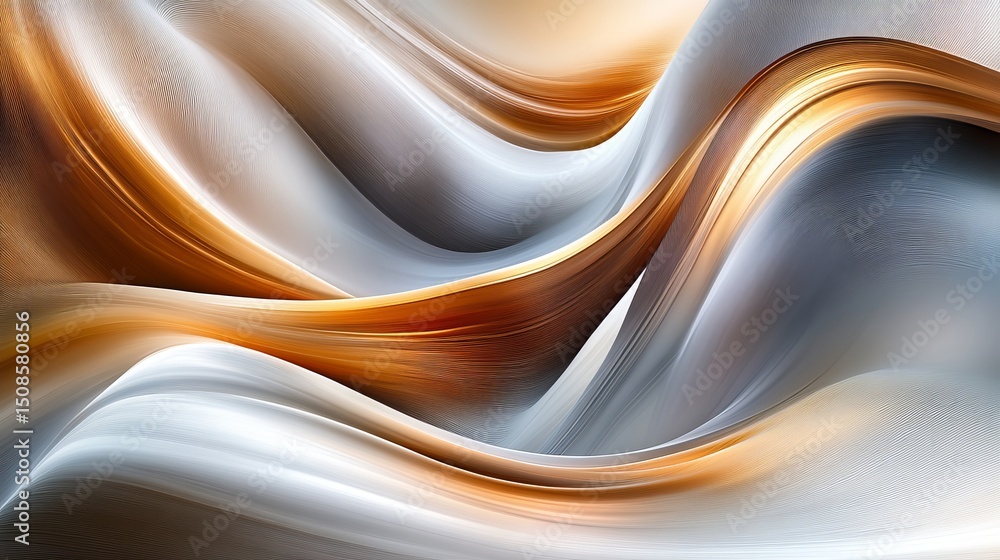 Aufkleber abstract flowing waves of beige and gray digital art background with dynamic monochromatic design
