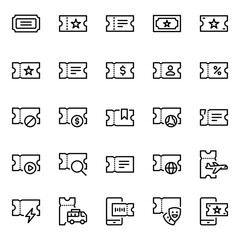Outline icons set for Ticket