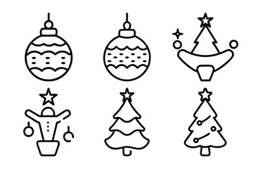 Merry Christmas icon set line Art vector illustration
