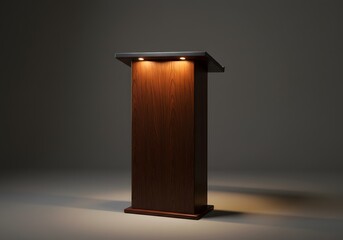 Elegant Wooden Podium with Lighting - Presentation, Speech, Conference Stage Design.
