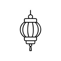 Obraz premium Chinese lantern icon in black and white line art, celebration symbol with copy space