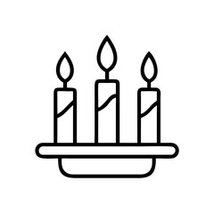 Kwanzaa candle set icon in black and white line art, celebration of African heritage