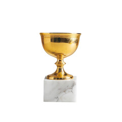 Elegant golden trophy on a marble base showcasing achievement in a minimalist style