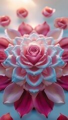 Obraz premium A lovely bouquet of pink and white rose blossoms and petals for spring romance