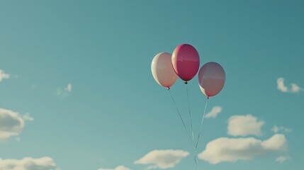 Obraz premium Colorful balloons floating against a light blue sky outdoor celebration photography daytime vibrant atmosphere