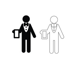 Waiter Icon Set Vector Collection