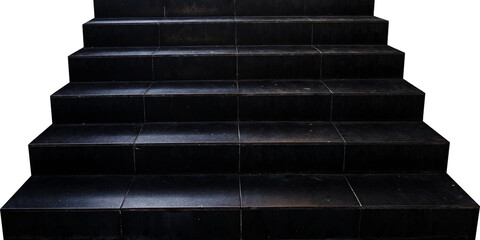 black stairs step isolated on transparent background