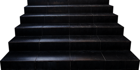 black stairs step isolated on transparent background