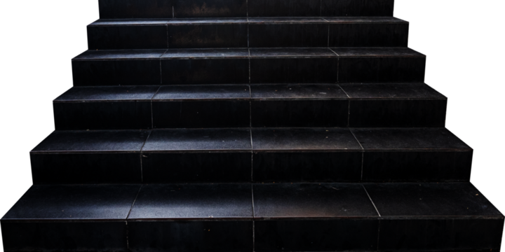 black stairs step isolated on transparent background - Powered by Adobe