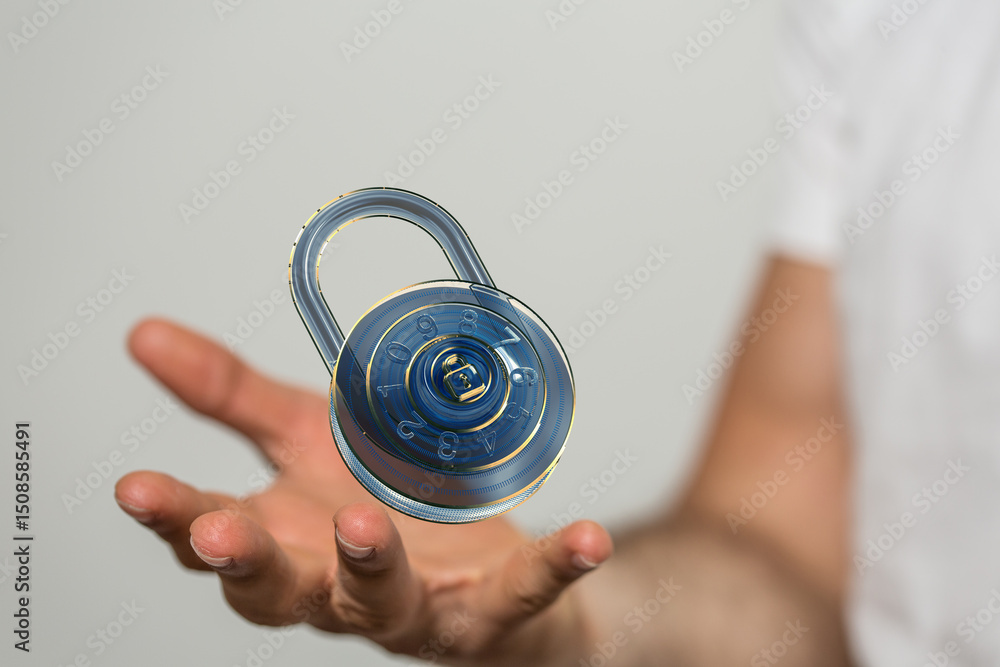 Poster Secure your data with strong passwords and encryption.  Cybersecurity is key!