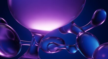 abstract purple background with bubbles.Abstract Purple & Blue Liquid Forms: Glowing Organic Shapes.