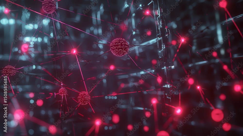Poster network security breach action in digital environment realistic image of risks cybersecurity concept