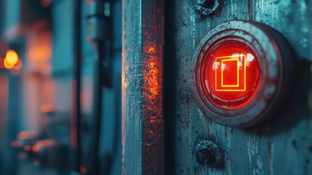 Security breach alert data center realistic image urban environment close-up view cybersecurity threat awareness