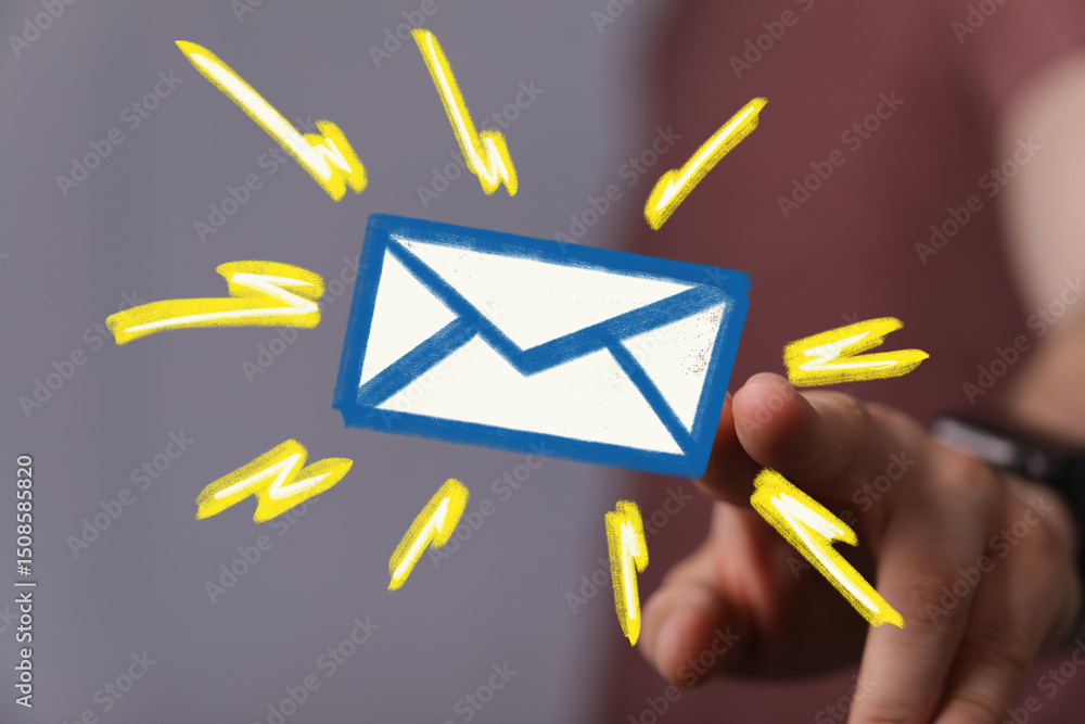 Poster fast email notification concept. modern communication technology.