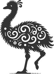 Wild bird silhouette of a emu vector drawing