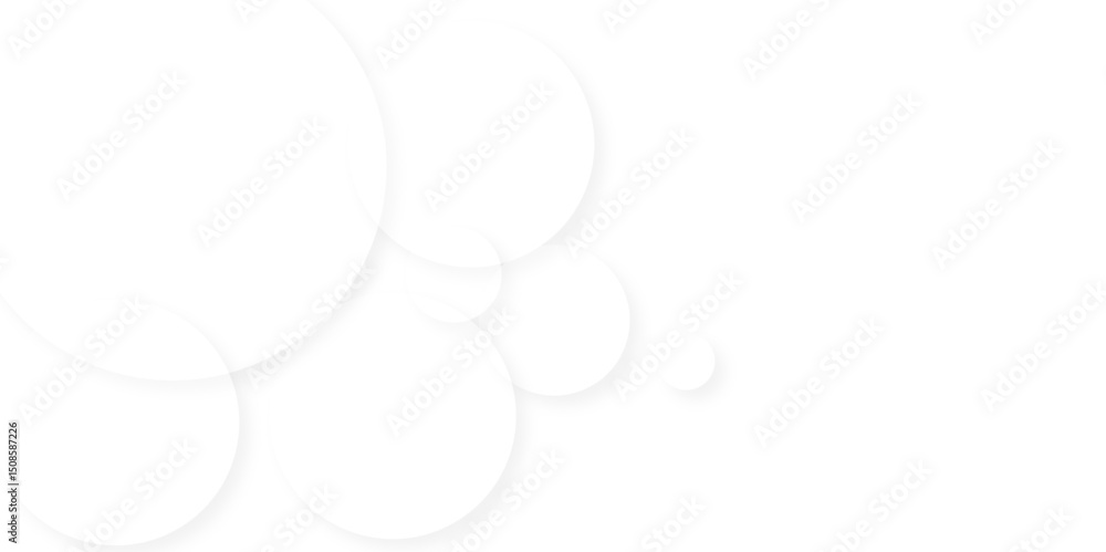 Poster modern abstract white background with transparent layers circle shape with shadow. white color techn