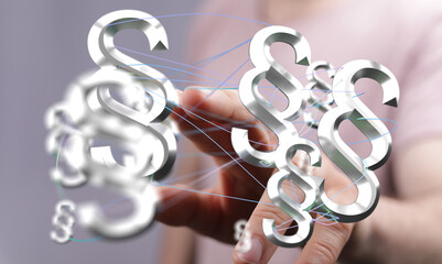 Abstract image of interconnected paragraph symbols, representing legal concepts, contracts, and...