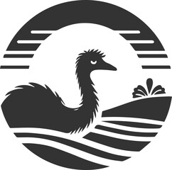 Wild bird silhouette of a emu vector drawing