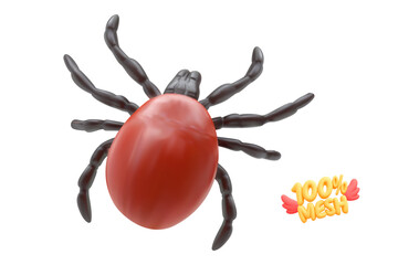 Vector realistic isolated red ixodid tick on white background.