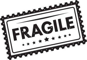 Fragile Shipping Stamp Vector with Red Bold Font