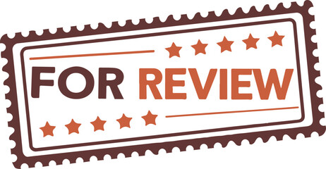 For Review Stamp Vector in Orange Rectangle Flat Style