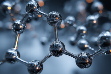 Molecular Marvel: A close-up exploration of interconnected molecules, highlighting the intricate beauty and complexity of scientific structures, rendered in stunning detail.