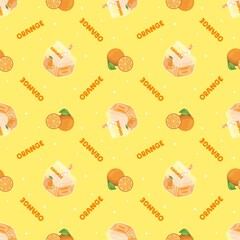 Cute orange juice seamless pattern 