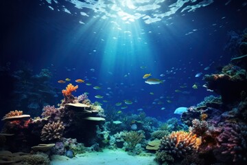 Naklejka premium Deep underwater outdoors nature ocean.