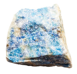 uncut lazurite mineral isolated on white