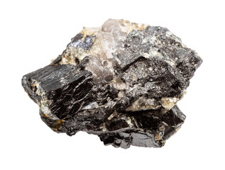 uncut wolframite mineral isolated on white