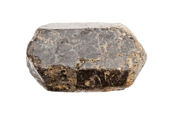 raw augite crystal mineral isolated on white