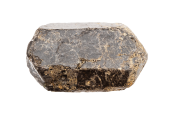 raw augite crystal mineral isolated on white