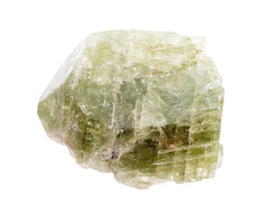 raw diopside crystal mineral isolated on white