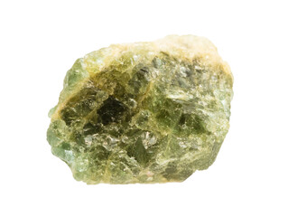 unpolished green beryl mineral isolated on white