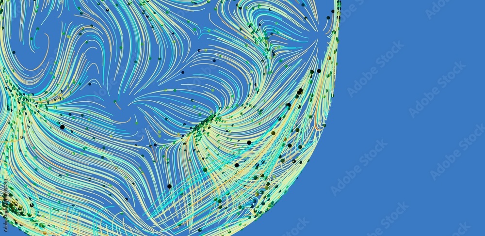 Fototapete Colorful abstract background with swirling lines and particles. Perfect for technology, science, or design projects.