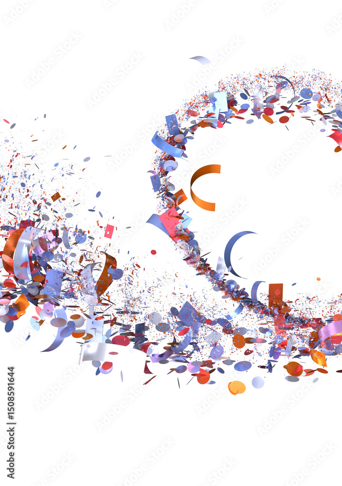 Aufkleber Abstract image of colorful confetti exploding in a swirl. Perfect for celebration, party, or festive designs.