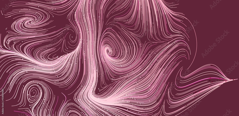 Poster intricate swirling lines in pink and maroon. perfect for abstract design projects.