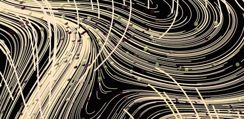 Stylish abstract background with beige lines, dots on black. Perfect for modern designs.