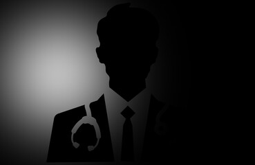 the doctor's silhouette on a black background