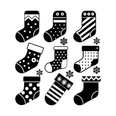 Black and White Stockings with Snowflakes