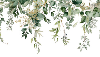 watercolor floral arrangements with leaves, herbs. herbal illustration png