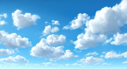 Fototapeta premium Wide Shot Of A Clear Blue Sky With Fluffy Clouds