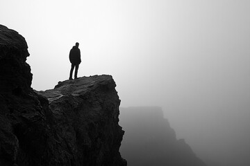 Man standing at the edge of a canyon