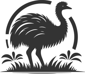 Fototapeta premium Wild bird silhouette of a emu vector drawing