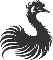 Wild bird silhouette of a emu vector drawing