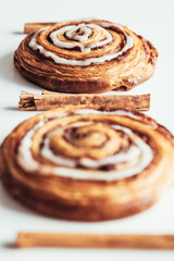 Cinnamon Roll with Icing Close-Up