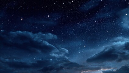 Obraz premium Starry Night Sky With Dark Clouds