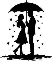 A Romantic couple holding umbrella vector silhouette | Premium AI-generated vector
