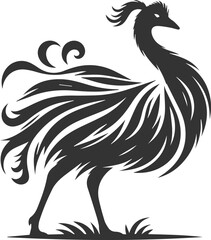 Wild bird silhouette of a emu vector drawing